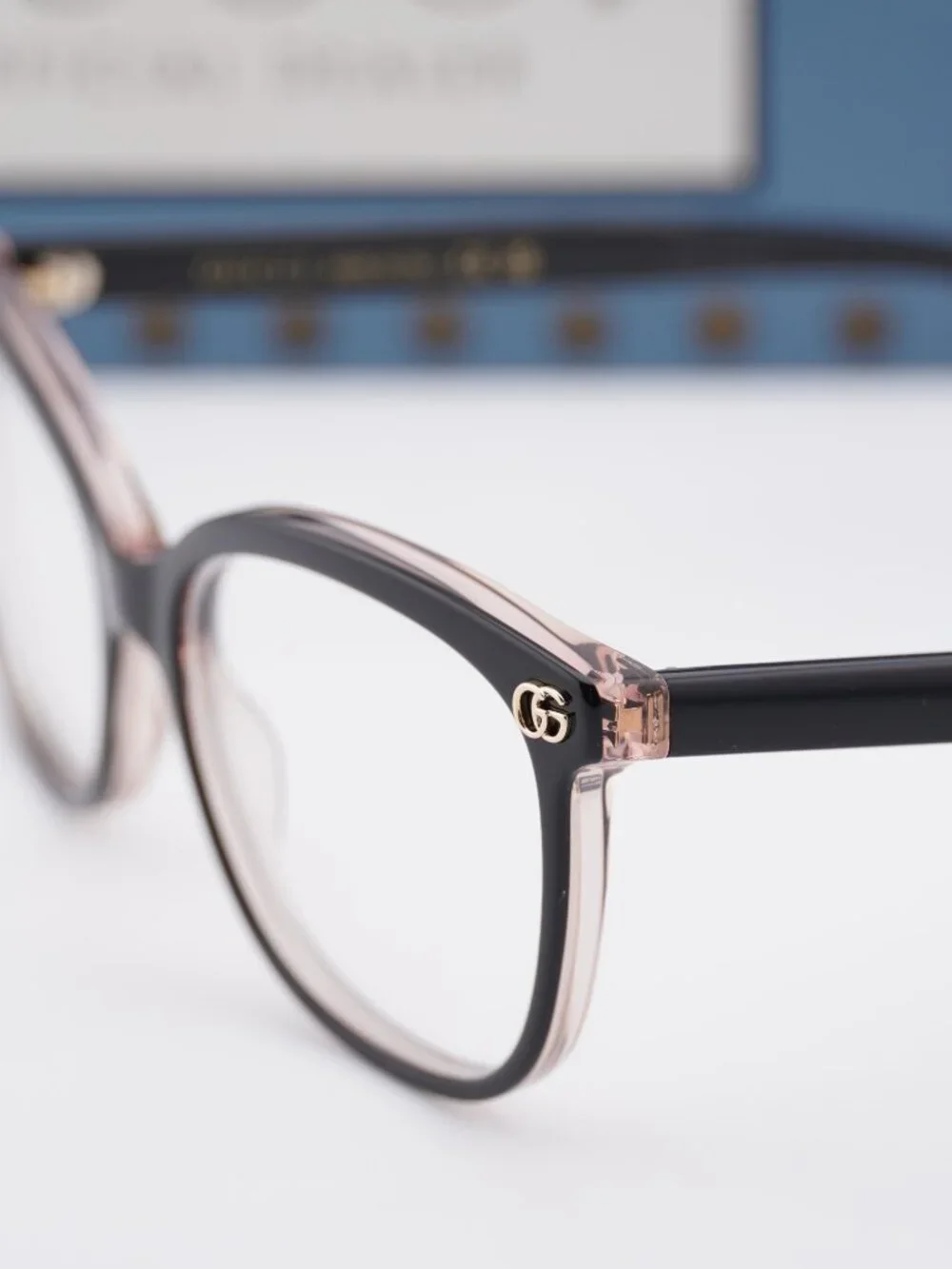 Gucci GG1816O 007 Cat Eye Eyeglasses - Black on Pink Crystal 54mm